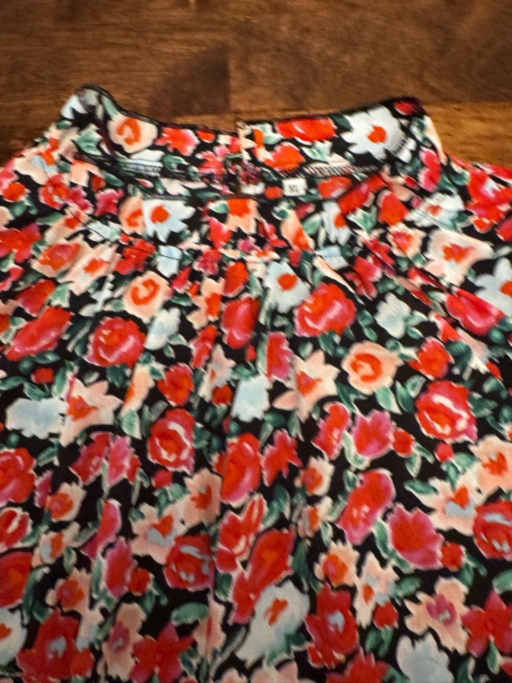 Floral Ruffle Cap-Sleeve Blouse - Red Multi - Picture 3 of 4